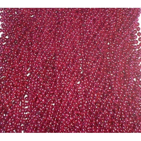 60 Hot Pink Mardi Gras Beads Party Favors Metallic Necklaces 5 Dozen Lot