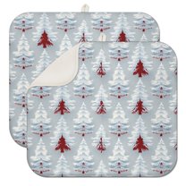Light Blue Christmas Tree Pattern Dish Drying Mat for Kitchen 1 Pack, Ultra Absorbent Microfiber Dishes Drainer Mats,16x18in(41x46cm)