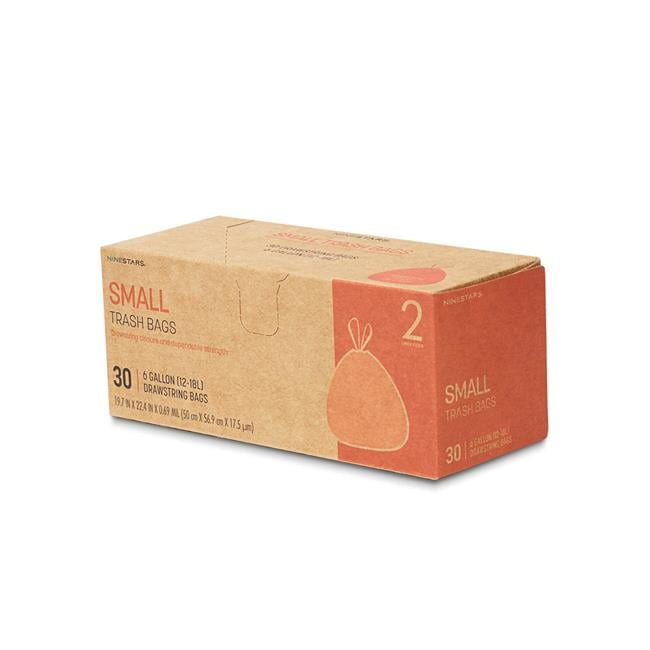 Nine Stars Bathroom Trash Bags, 6 Gallon Heavy-Duty Drawstring Trash Bags, 30 Count'