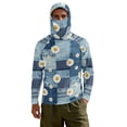 thumbnail image 7 of SEANATIVE Fishing Hoodie with Mesh Mask for Men Sun Protection Full Face Neck Coverage Breathable Comfortable Performance Fishing Shirt Rash Guard, S, Daisy Patchwork Print Blue, 7 of 7