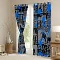 thumbnail image 3 of Manfei Skate Gamer Blackout Curtains Set of 2 (52x84 Each),Blue Splashing Ink Window Curtains,Vintage Geometric Plaid Curtains and Drapes For Boys Teens,Ultra Soft Home Decor, 3 of 6