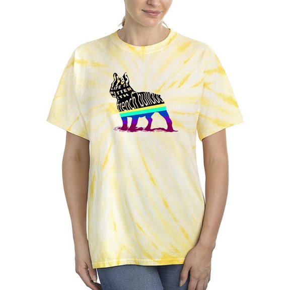 Life W Bulldog Silhouette  Tie Dye Cyclone Women -Image by Shutterstock, Female x-Large