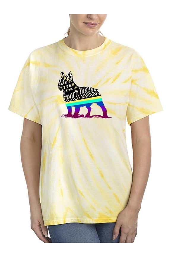 Life W Bulldog Silhouette Tie Dye Cyclone Women -Image by Shutterstock, Female x-Large