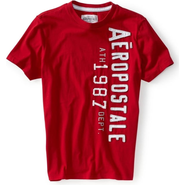 Aeropostale - Camiseta gráfica para hombre Ath 1987 Dept, color rojo, pequeña