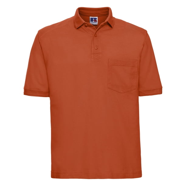 Russell - Polo para trabajar grueso de manga corta Modelo Heavy Duty Hombre Caballero (tallas grandes hasta 4XL) - Verano/Trabajar (Naranja)