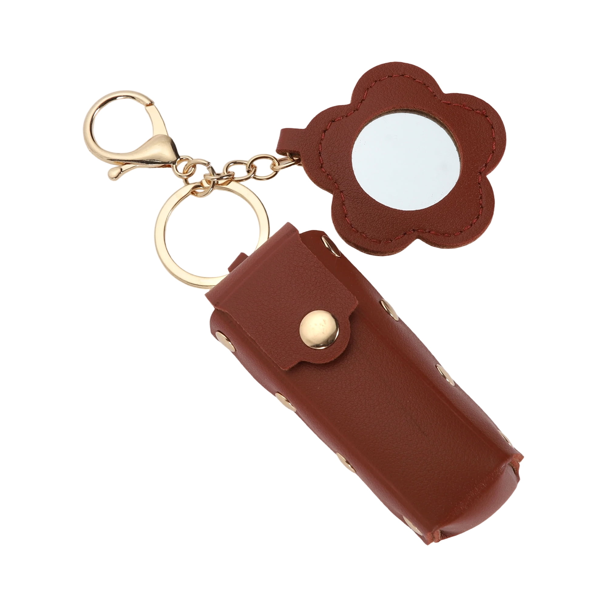 Unique Bargains Durable Flower Mirror Handbag Charms Keychains 1 Piece Brown