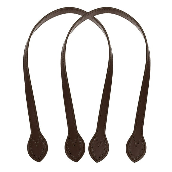 2pcs 24 Inch (60cm) Leather Purses Straps Handbag Belt Band Bag Handles with Ear, Dark Brown