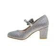 thumbnail image 2 of Badgley Mischka Little Kids Girls Block Medium Heel Dress Shoes - Silver Glitter , 4, 2 of 7