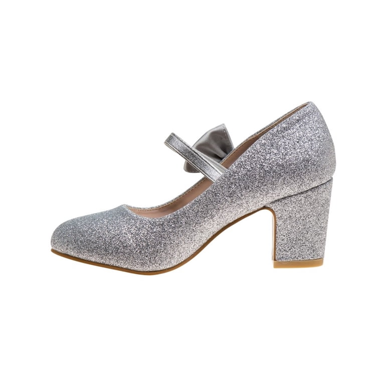 Badgley Mischka Little Girls Block Heel Glitter Dress Shoes