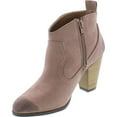 thumbnail image 2 of Qupid Western Slip On Stacked Heel Bootie - Distressed Ankle Pull Cowboy Women's Boot, 2 of 4