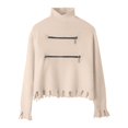 thumbnail image 4 of Tanghaowl Sweatshirts for Women Loose Fit Oversized Sweater Turtleneck Pullover Fall Fashion Outfit Winter Trendy Clothes Beige XL, 4 of 4