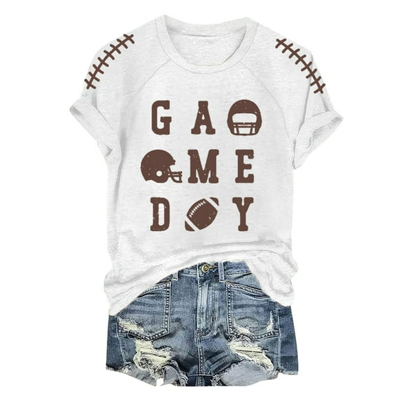YDLCAFD Womens Oversized Graphic T Shirts Women's Funny Football Season Printed T Shirt Tops Women Shein Nike Shirts for Women
