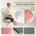 thumbnail image 5 of Florich Car Seat Cushion for Driving, Memory Foam Seat Cushion for Car Office Chair, Ergonomic Support Sciatica Pain Relief, Pink, 5 of 9