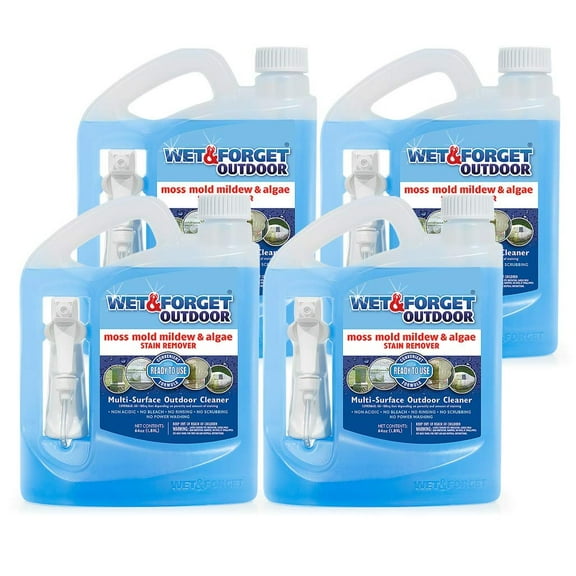 Wet & Forget Outdoor Moss, Mold, Mildew, & Algae Stain Remover Multi-Surface Cleaner, Ready to Use, 64 Fluid Ounces, 4 Pack
