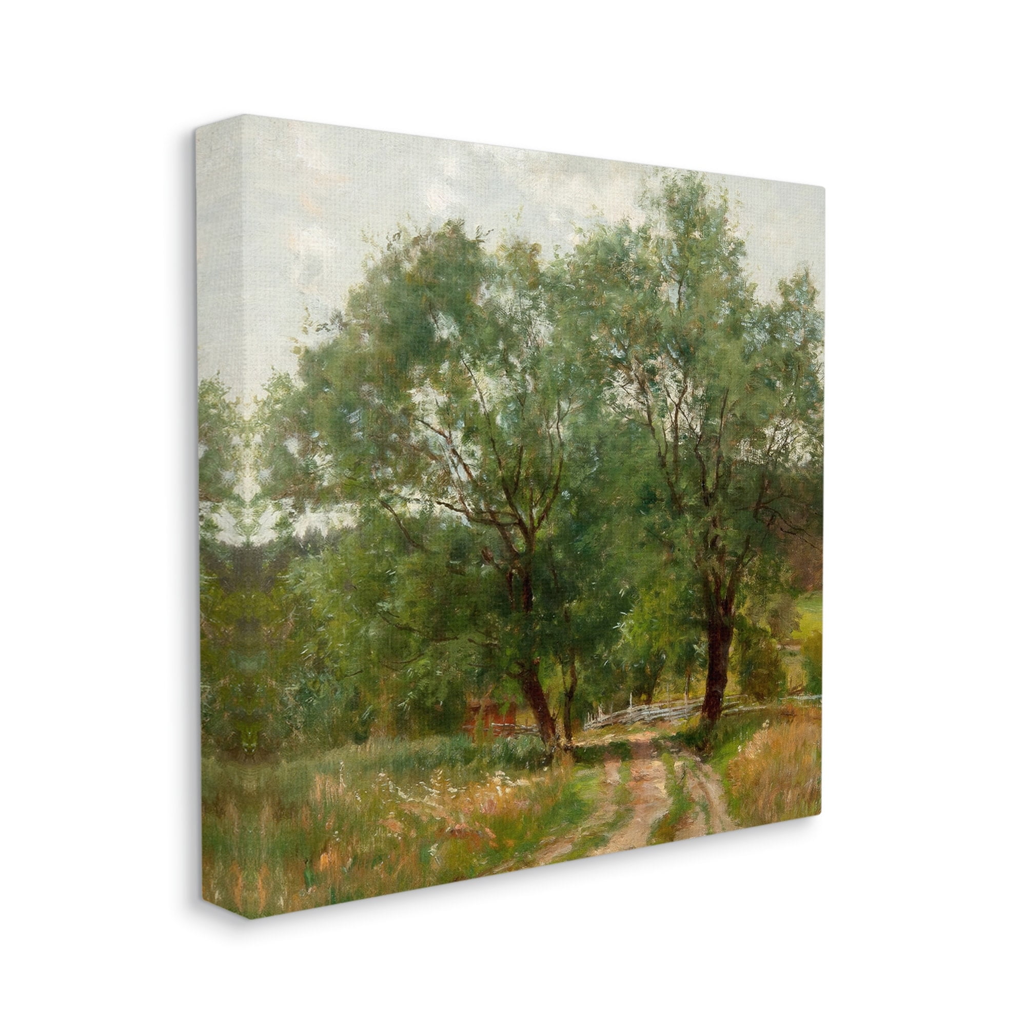 Stupell Industries Dirt Road Path Trees Rural Detailed Painting Canvas Wall Art, 17 x 17, Design by Alpenglow Workshop