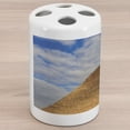 thumbnail image 1 of Egyptian Print Ceramic Toothbrush Holder, Top of Pyramid Photo with Fluffy Cloudy Soft Sky, Decorative Versatile Countertop for Bathroom, 4.5" X 2.7", Caramel Pale Orange, 1 of 4