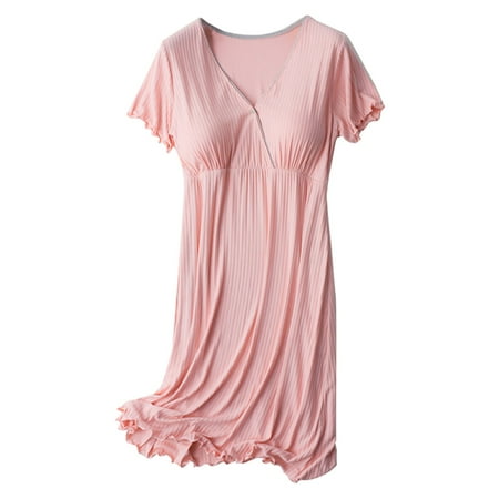 

Wilucolt Maternity dress Maternity Dress Short Sleeved Feeding Dress No Wear Bra Go Out Postpartum Feeding Summer Maternity Dress