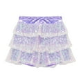 thumbnail image 3 of Alvivi Kids Girls Gymnastics Dance Culottes Latin Jazz Sequins Dancewear A-Line Mini Skirt Lavender 12, 3 of 5