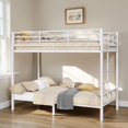 thumbnail image 3 of GZXS Twin Over Twin Size Bed Frame, Heavy Duty Metal Bed Frame with Ladder and Guardrail, No Box Spring Needed, White, 3 of 10