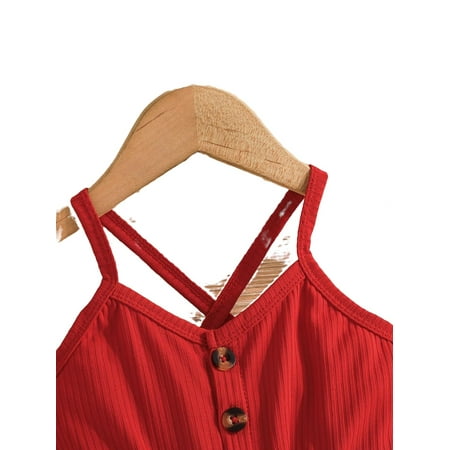 

Boho Floral Cami Sleeveless Red and White Toddler Girls Jumpsuits (Girl s)