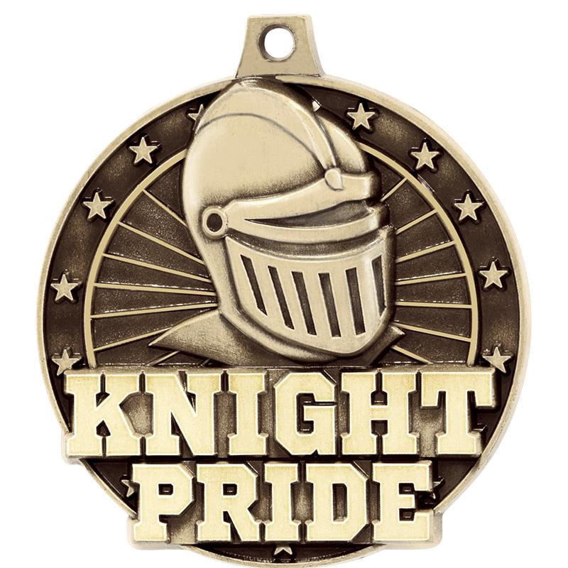Knight Pride Medals, 2" Gold Diecast Knight Pride Medal Award 5 Pack