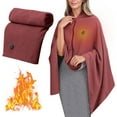 thumbnail image 6 of 1 Pc Portable Heating Blanket Shawl, Women's Heating Shawl,Portable Soft Zipper Electric Heated Blanket Shawl,Outdoor Wearable Wireless Electric Blanket, 59.05"x31.49", Burgundy, 6 of 7