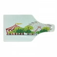 thumbnail image 1 of Circus Cutting Board, Circus Carnival Scene with Ferris Wheel and Tree Images Cool Fun Park Show, Decorative Tempered Glass Cutting and Serving Board, Wine Bottle Shape, Multicolor, by Ambesonne, 1 of 1