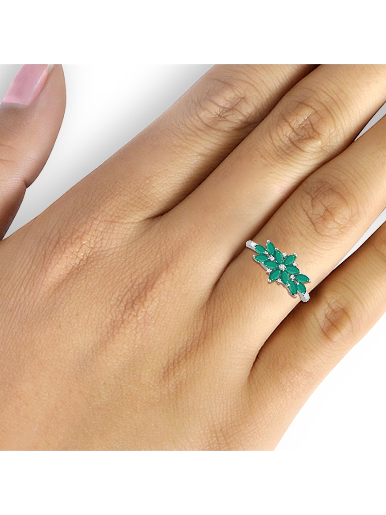 JewelersClub Emerald Ring Birthstone Jewelry – 1.00 Carat Emerald Sterling Silver Ring Jewelry with White Diamond Accent – Gemstone Rings with Hypoallergenic Sterling Silver Band