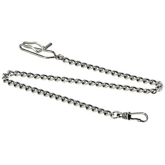 Antique Chrome Brass Pocket Watch Chain - 14.5 in.