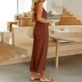 thumbnail image 4 of Lilgiuy Womens Fashion Summer Solid Pocket Casual Sleeveless Suspender Jumpsuit Coffee XXL 2022 Fall Winter, 4 of 4