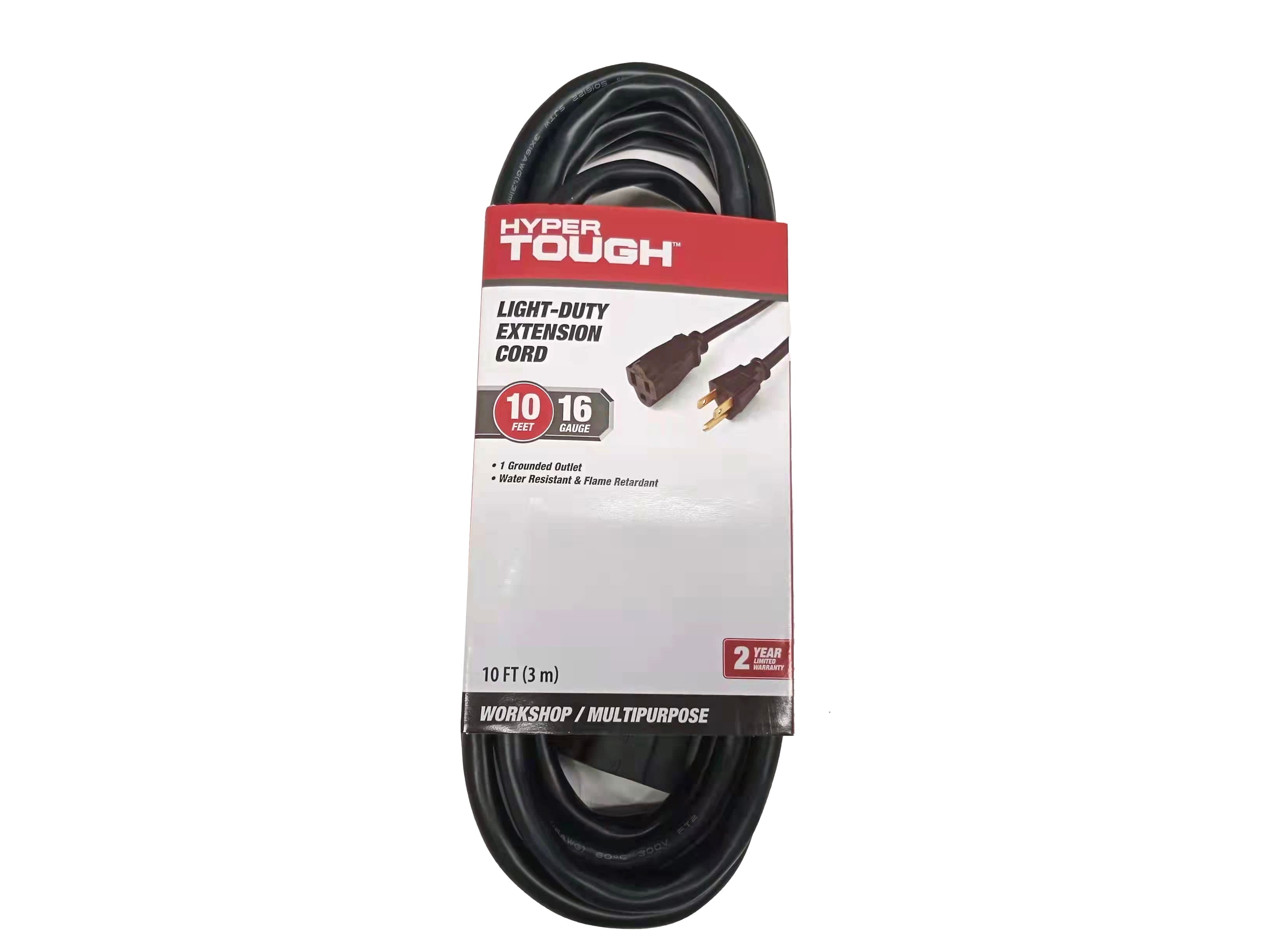 Hyper Tough Indoor 12FT 16AWG 2 Prong White Extension Cord, 125V