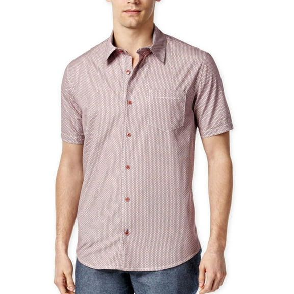 Ryan Seacrest Mens Rio Collection Campshirt Button Up Shirt, Red, XX-Large