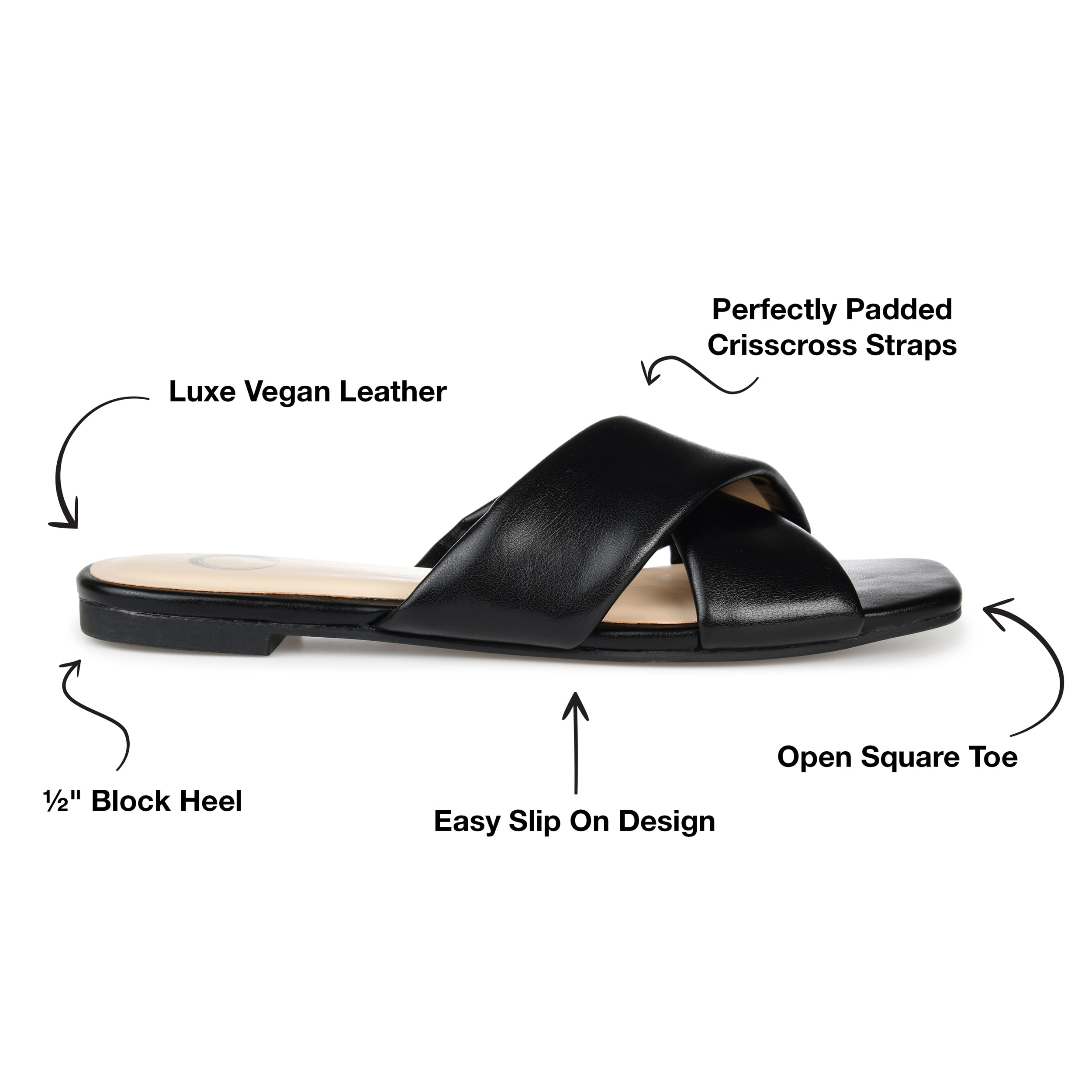 Journee Womens Carlotta Slide Flat Sandals