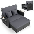thumbnail image 2 of Costway 2 PCS PE Wicker Outdoor Daybed with 4-Level Adjustable Backrest, Storage Ottoman Gray + Black, 2 of 10