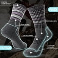 thumbnail image 2 of Calcetines de senderismo EBMORE de lana merino para mujer, 5 pares, a rayas, 2 of 6