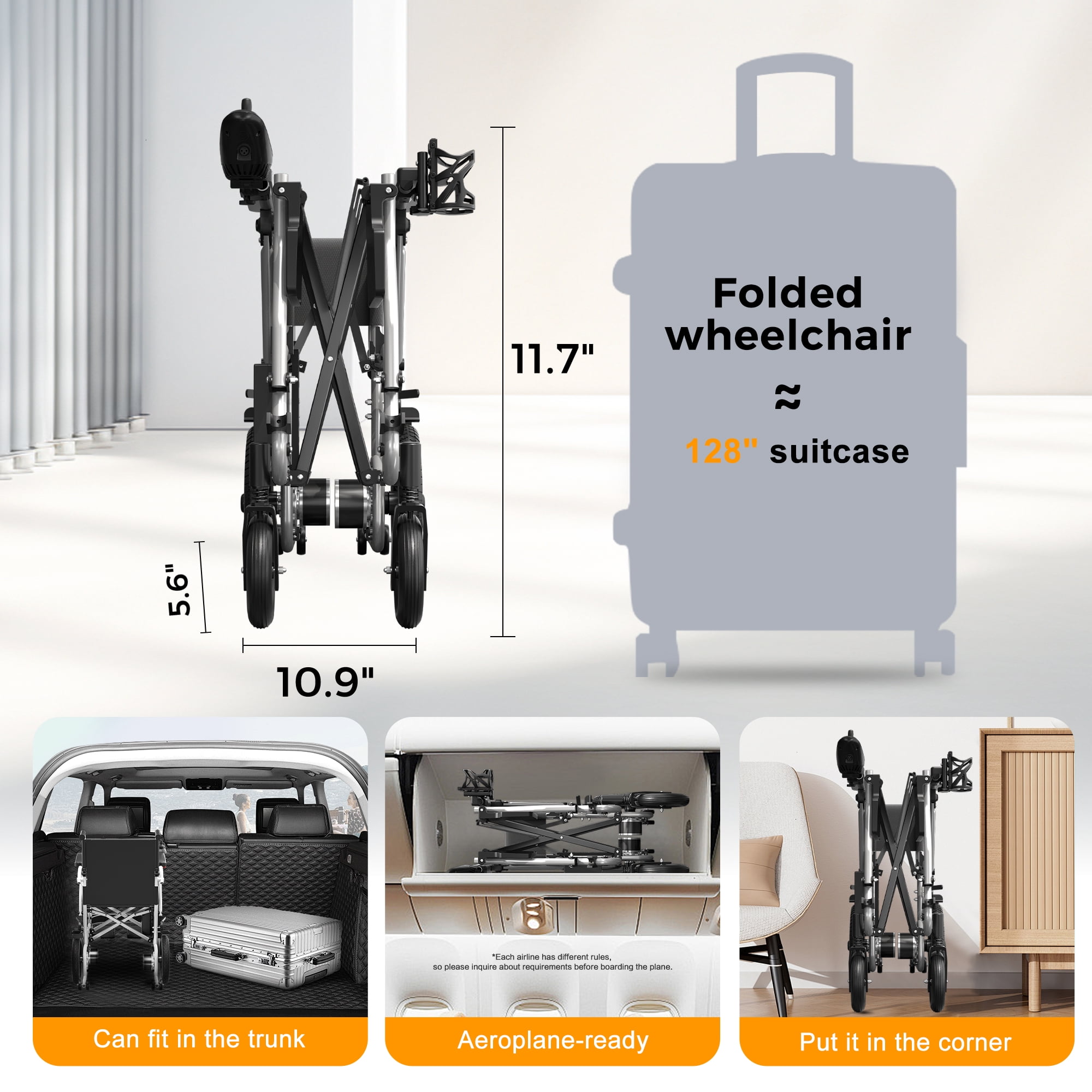 COOLHUT 37 Lbs Electric Wheelchair 25+ Miles Long Travel Range, Foldable & Lightweight Motorized Wheelchair with Safety Features Hold Up 350lbs 8-Year Warranty, Ideal for Seniors & Travel