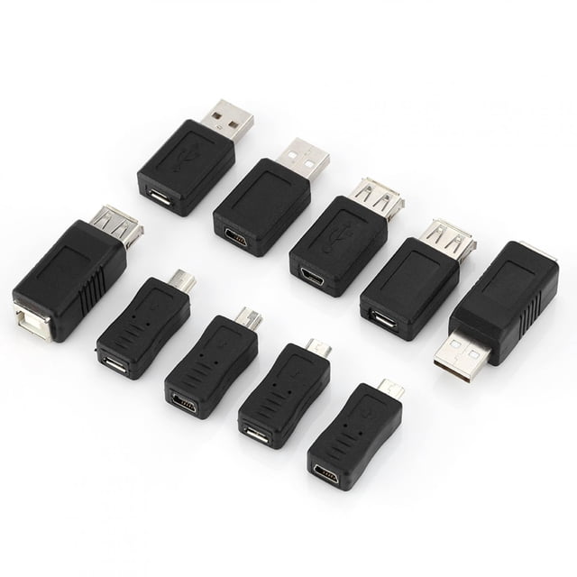 Paquete de 40 adaptadores USB 2.0 Bling Bling Conectores conversores macho a hembra tipo B en ángulo mini-micro Negro