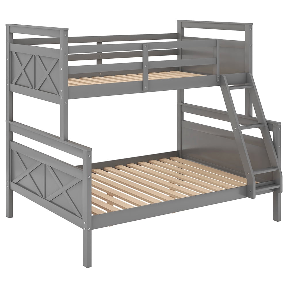 Kadyn Twin over Full Bunk Bed with ladder/Safety Guardrail, Gray