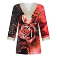 thumbnail image 5 of Feancey Womens Summer Tops 2025 3/4 Sleeve Floral Print Blouses Trendy Lace V Neck Dressy Tops Casual Loose Vacation Shirts Daily Sales,Red,S, 5 of 5