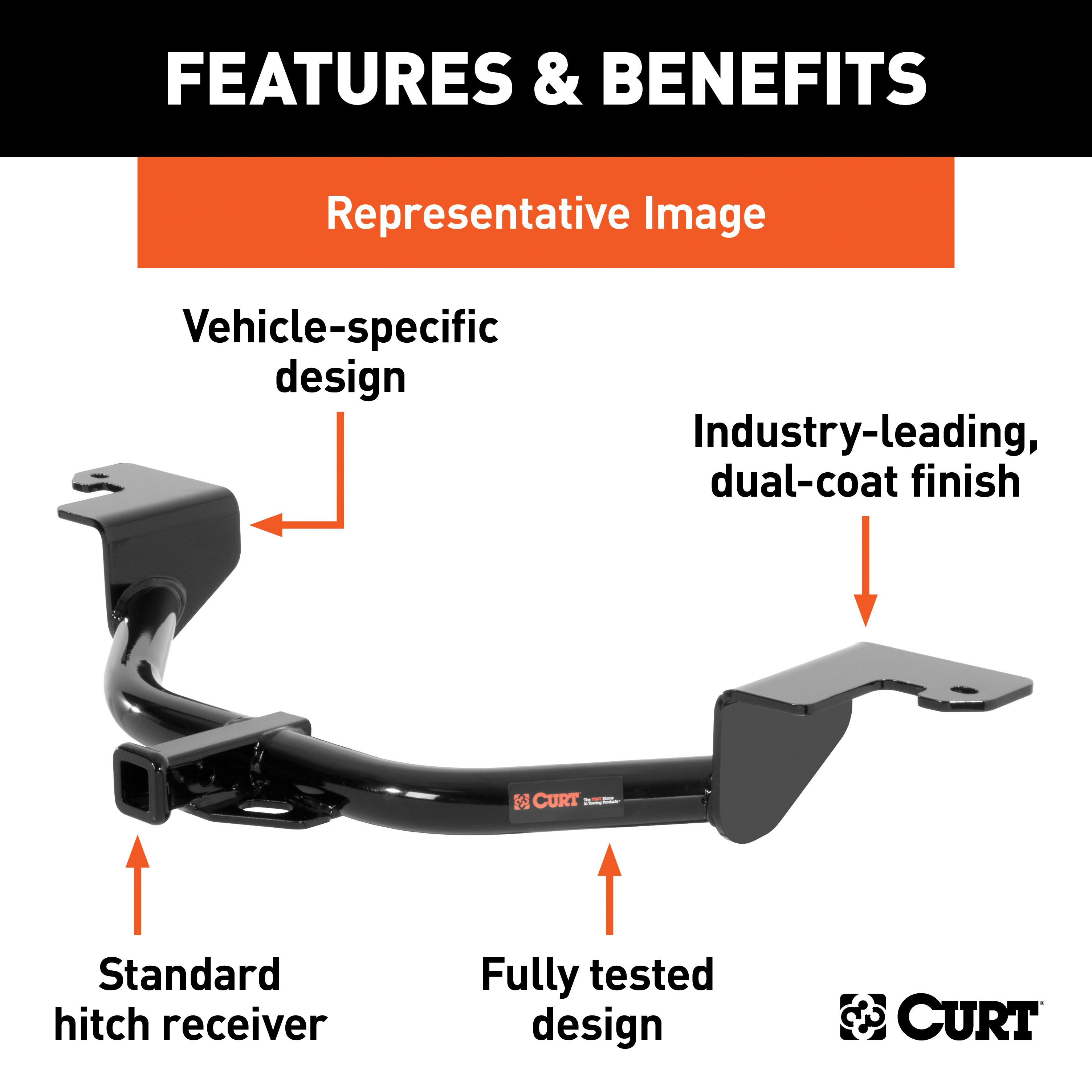 CURT Class 1 Trailer Hitch, includes installation hardware, pin & clip - image 2 of 5