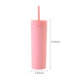 thumbnail image 3 of Moyic Botella de agua de 16OZ, vaso de paja esmerilado de plástico de 2 capas, bebida portátil, taza de té de la leche, soporte para café y jugo Mostrada Rosado NO1 Moyic HA007950-03B, 3 of 5