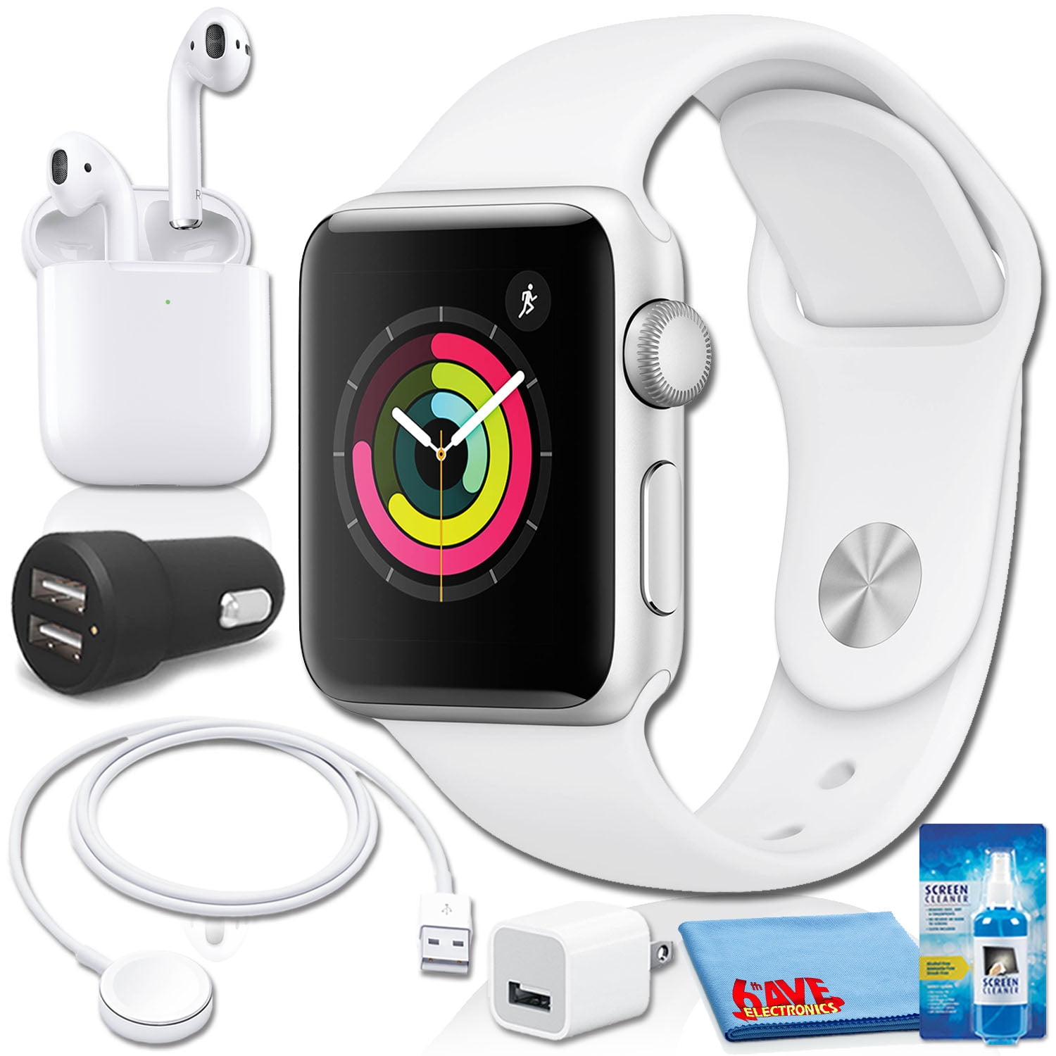 Apple Watch Series 3 (GPS Only, Space Gray) Black Band with Airpods 2  Bundle - Walmart.com