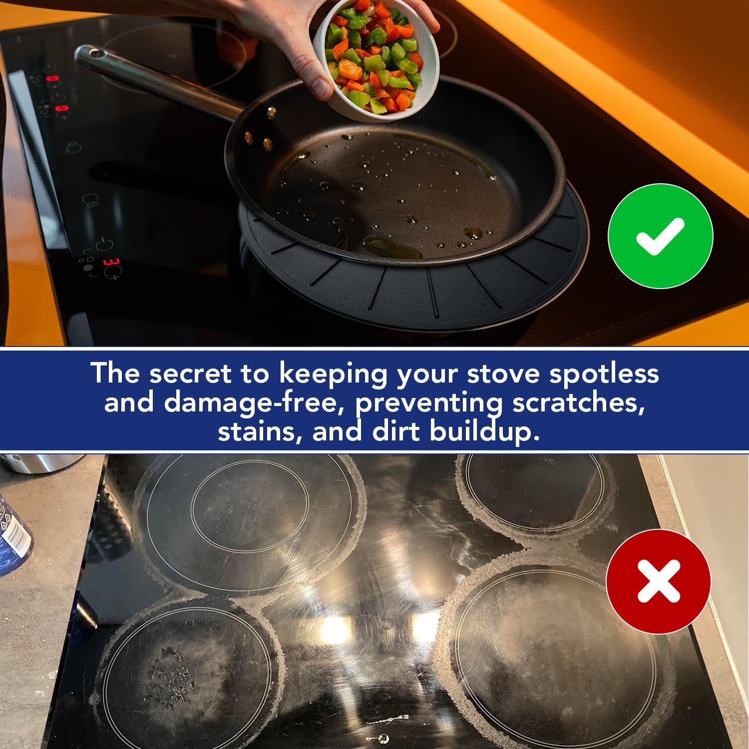 Induction Cooktop Protector - Induction Cooktop Silicone Stove Top Mat (Large - 11 Inches) Cover Reusable Fiberglass Heatproof Mat for Cooking Surface Protection Easy Clean