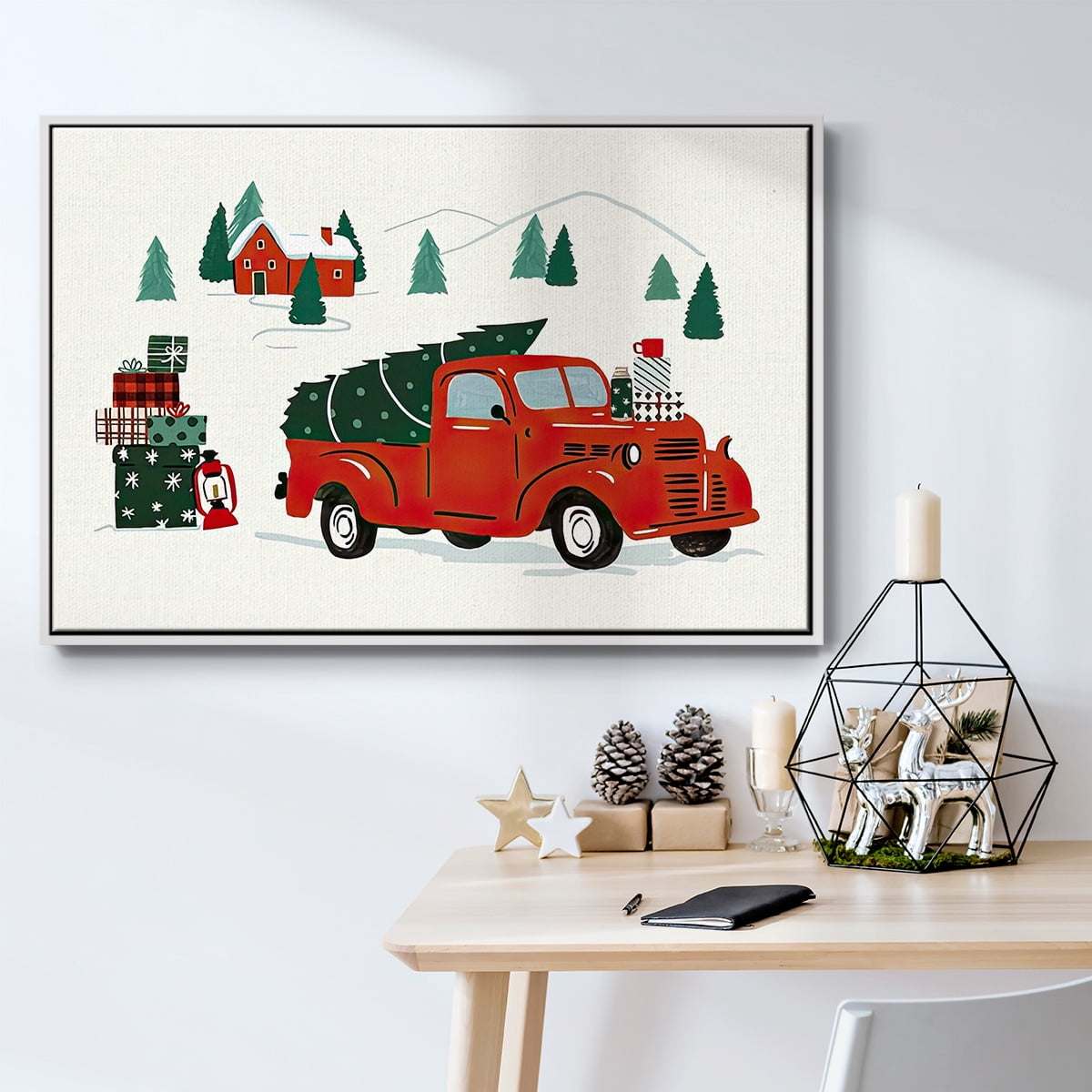 Going to Grandmas Collection A - Framed Gallery Wrapped Holiday Canvas - 25 x 37 - White Frame