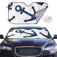 thumbnail image 2 of Fotbe Navy Blue Anchor Car Windshield Sunshade | Sun Visor Protector Front Window Shade, Keeps Out UV Rays, Keeps Your Vehicle Cool-Medium, 2 of 7