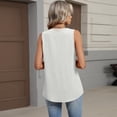 thumbnail image 3 of Qwertyu Women's V Neck Tank Tops Casual Summer Button Down Sleeveless Shirts White M, 3 of 4