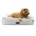 thumbnail image 2 of TOWN & COUNTRY LUXE CuddleTown Cozy Bolster Pet Bed, Ribbed Corduroy Texture, Machine Washable Cover, Soft, Cozy & Calming, Non-Slip Bottom, Cream, Medium 27"x22"x7", 2 of 6