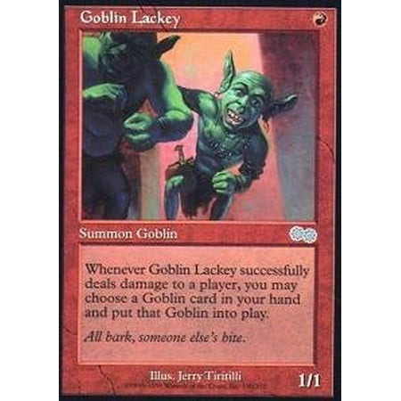 - Goblin Lackey - Urza's Saga, A single individual card from the Magic: the Gathering (MTG) trading and collectible card game (TCG/CCG). By Magic: the