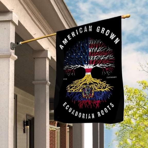 American Grown Ecuadorian Roots Ecuador Flag Souvenir friendship Proud House Flag, Double-Sided Decorative Outdoor Flag, Polyester Yard Flag 29.5 x 39.5 in