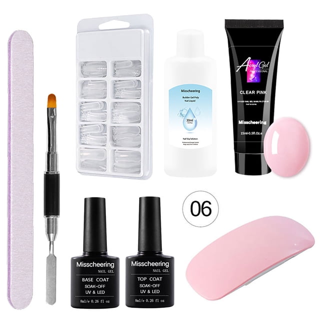 Fiudx Ofertas Del Día 45Ml Nail Art Extension Gel Nail Doble Cepillo Nail Art Crystal Set